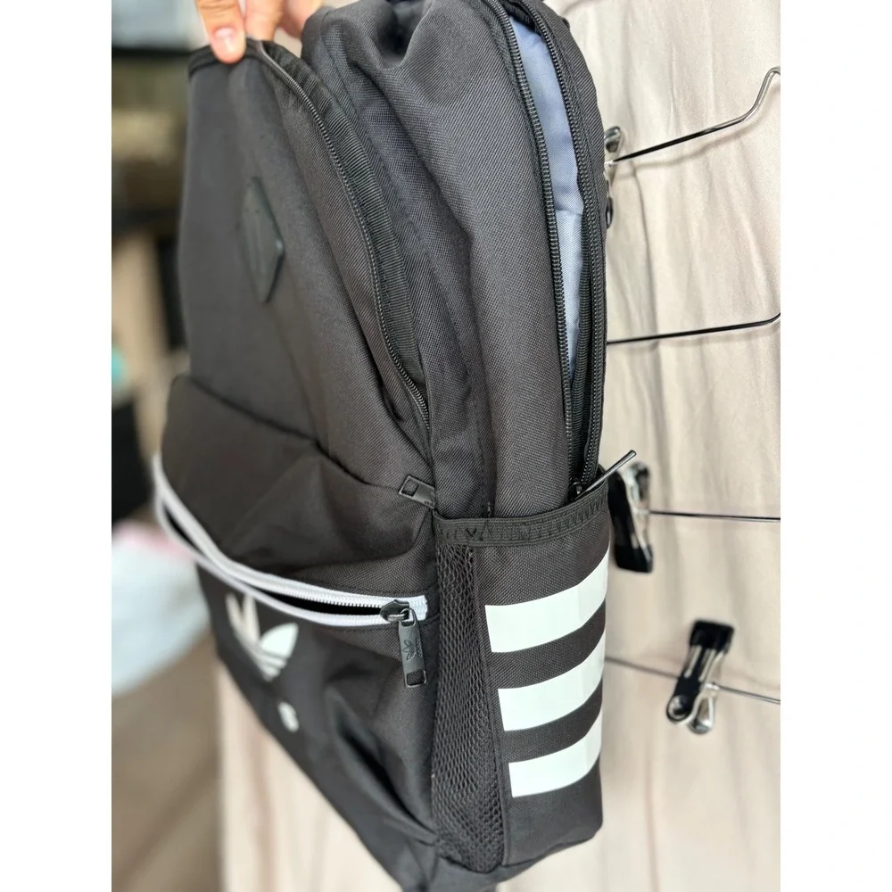 Adidas Originals Trefoil Backpack Black White Three Stripe School Bag RN 90288 - Picture 4 of 8